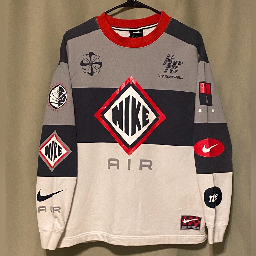 Nike Team Zoom Air Blue Ribbon Sports Crewneck Logo Graphic Sweatshirt size M